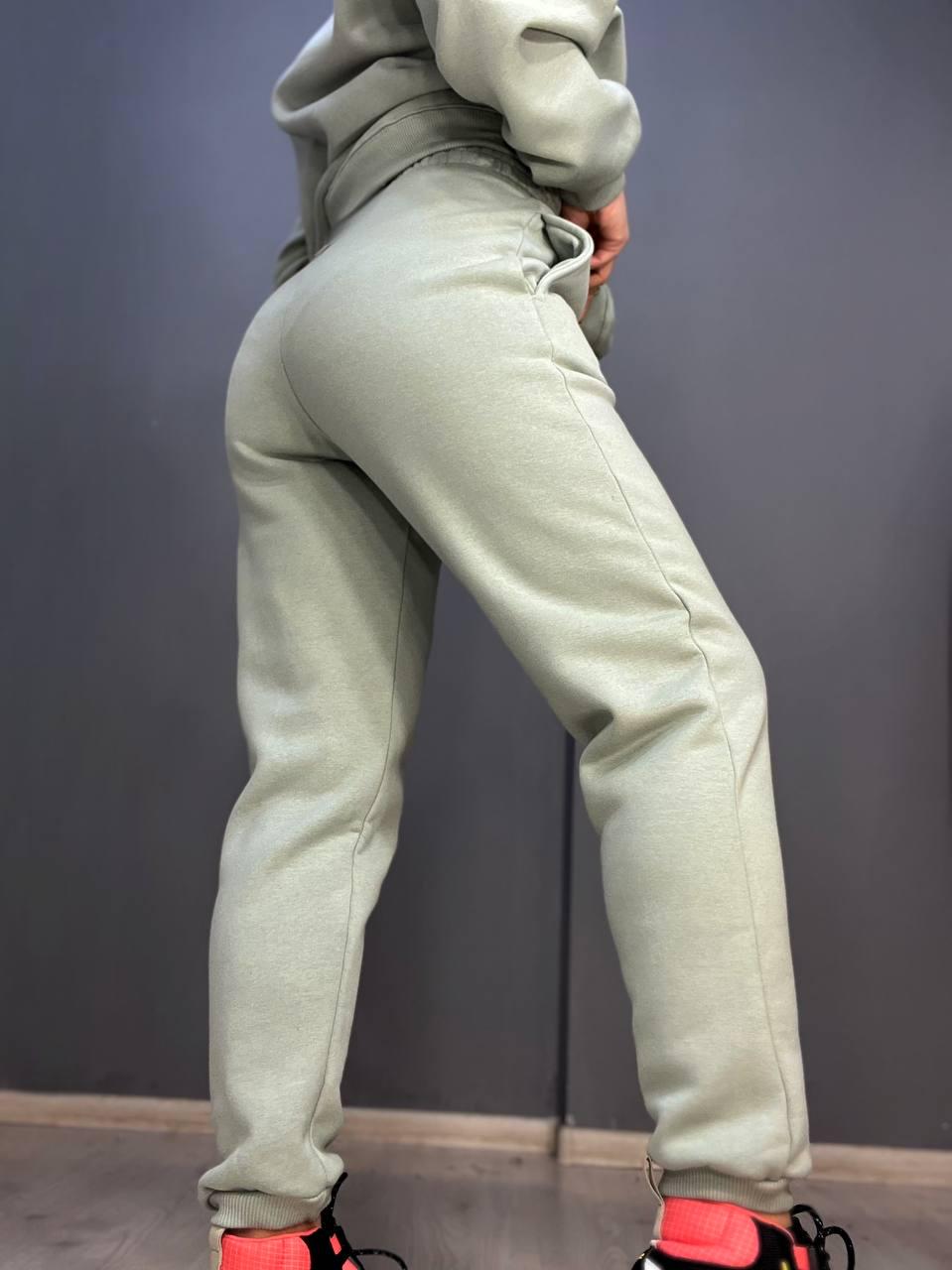 Брюки женские PEPPER MINT 24-13 спортивные джоггеры резинка на талии утепленные L Оливковый (925) - фото 2