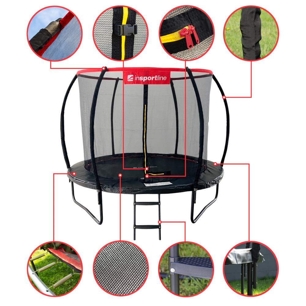 Батут inSPORTline Flea PRO с внутренней сеткой 244 см Черный (389213) - фото 2