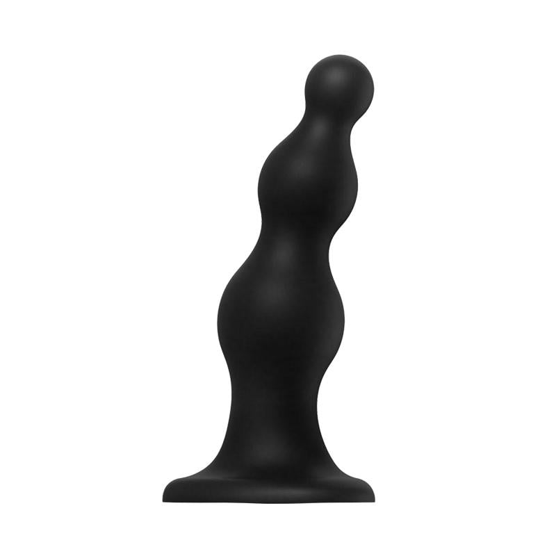 Насадка для страпона на присоске Strap-On-Me Dildo Plug Beads L 14,8 см Черный (54146)