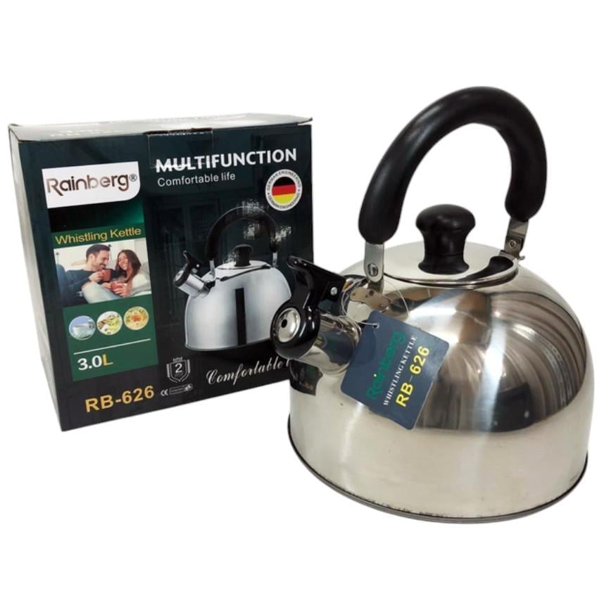 Чайник для электрических и газовых плит Rainberg RB-626 из нержавеющей стали с свистком 3 л (162) - фото 2