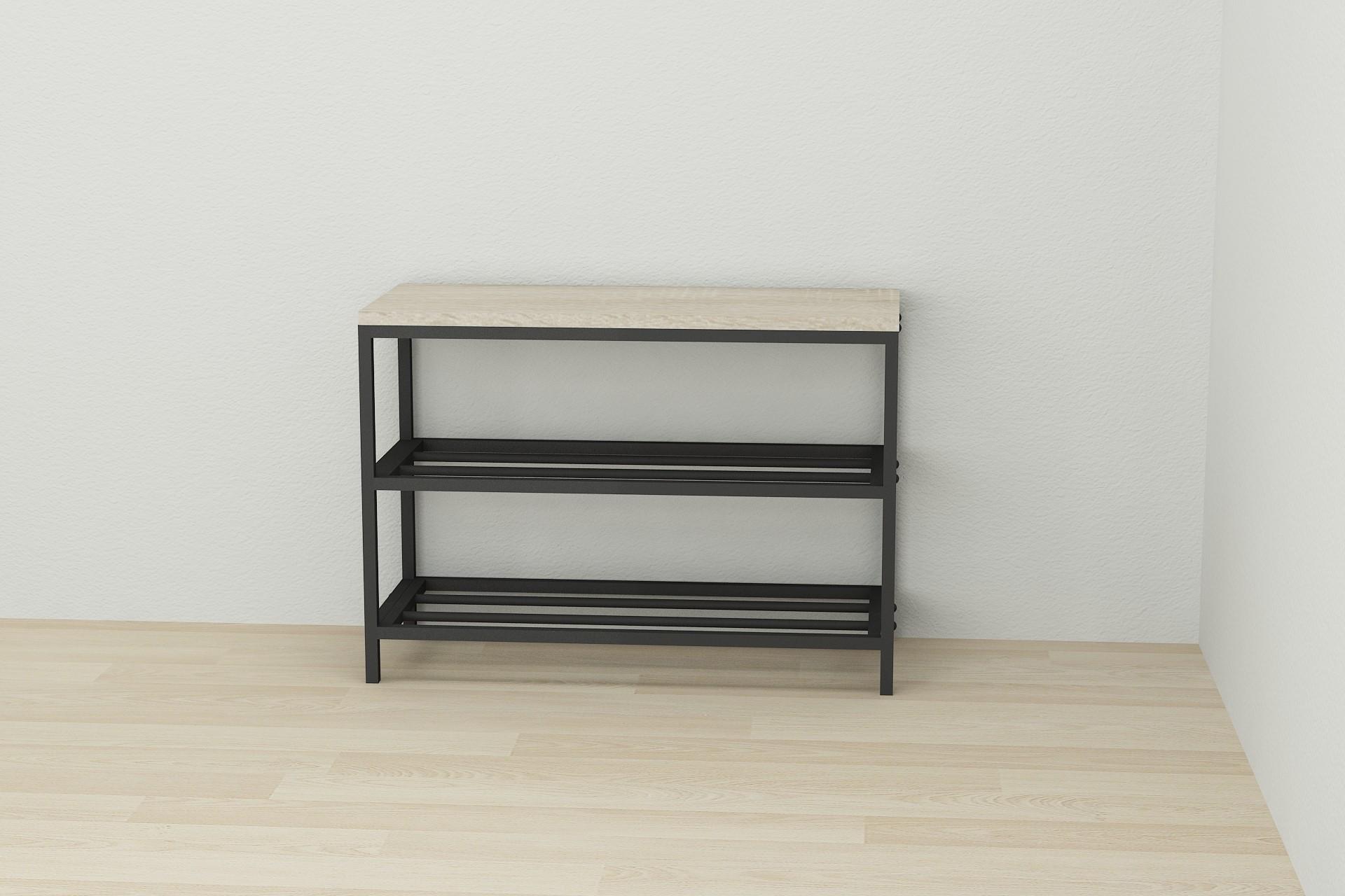 Банкетка универсальная Ferrum-decor Слайм ДСП 16 мм 45x63x26 см Черный/Дуб Сонома (FRD-104072)