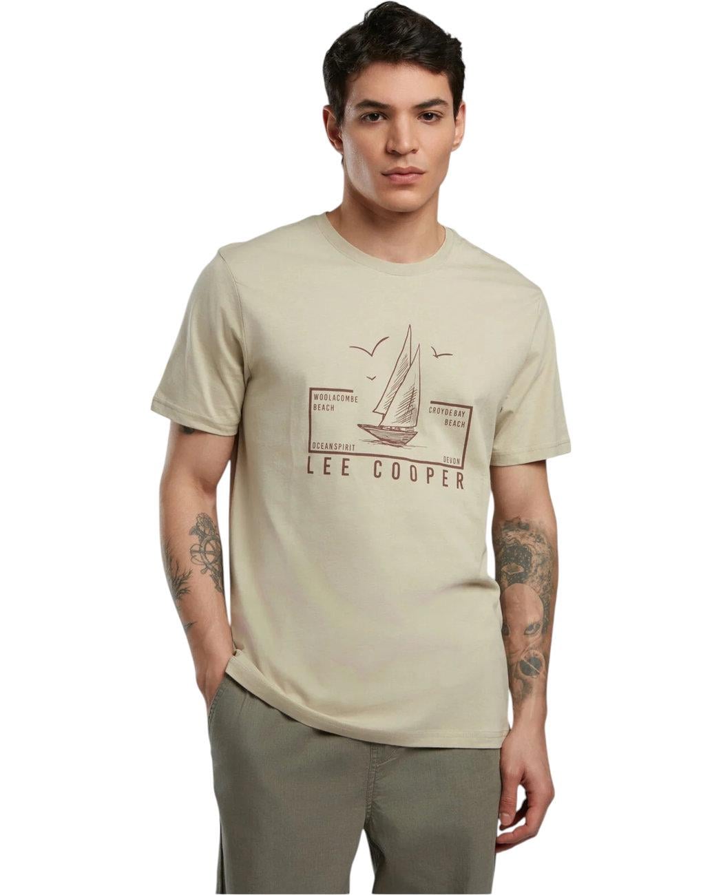 Футболка мужская Lee Cooper Mark 252LCM242038.1201 L Бежевый (8682272626762)