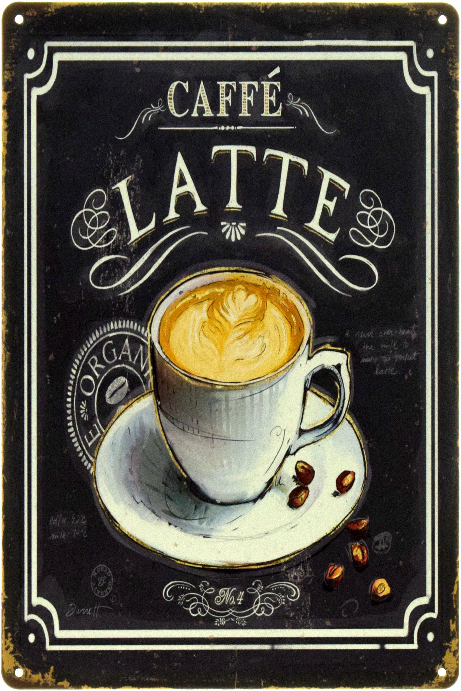 Табличка металева "Caffe Latte" 20x30 см (ms-104489) Табличка металева "Caffe Latte" 20x30 см (ms-104489)