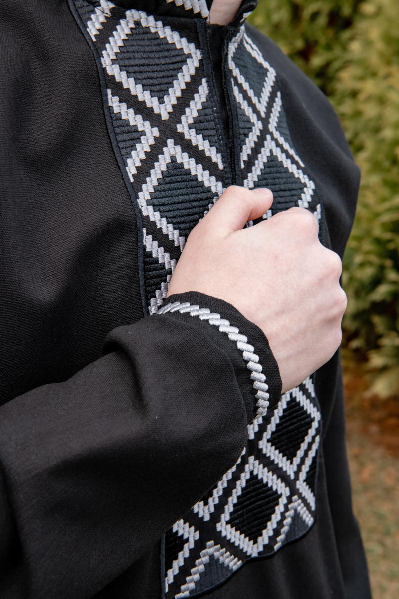 Вышиванка на мальчика натуральный лен с длинным рукавом 158 см Черный (1807390321) - фото 7