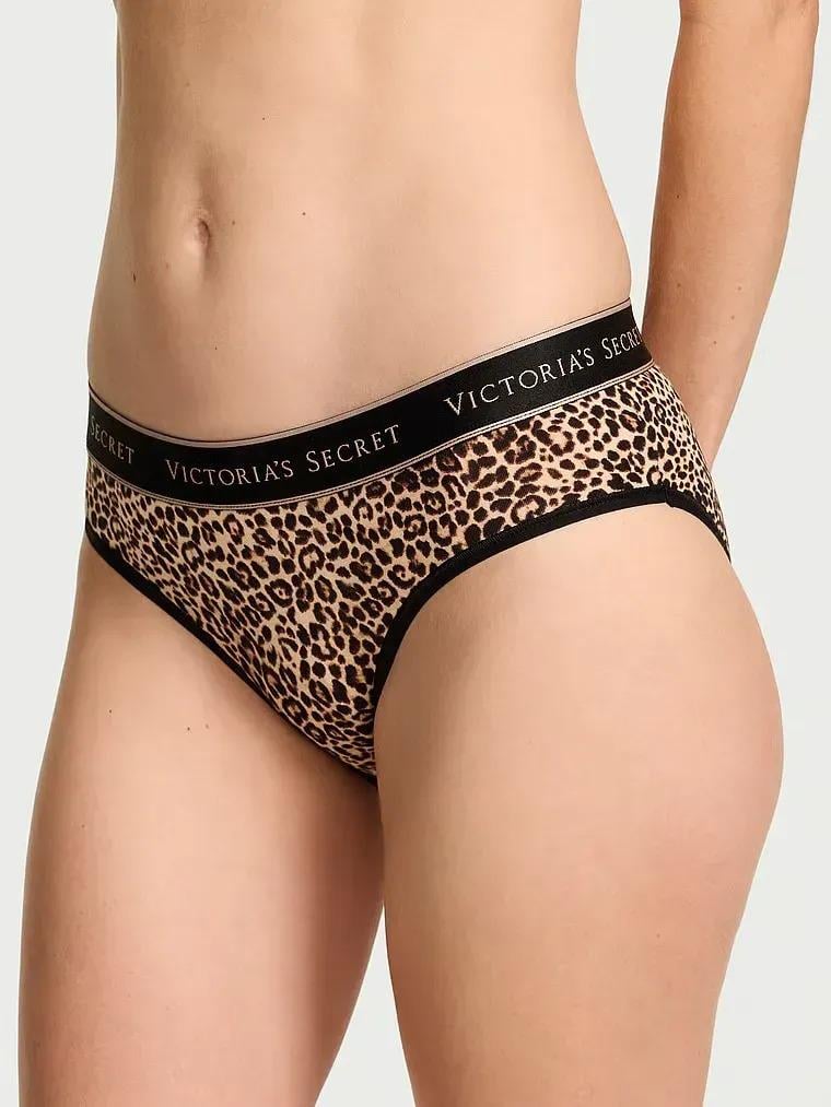 Трусики хипстеры Victoria's Secret Logo Cotton Hiphugger Panty S Леопард (27250213)