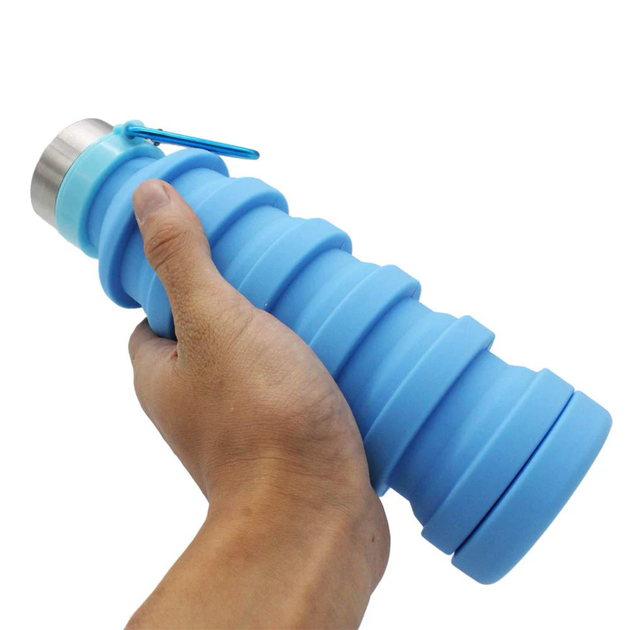 Пляшка для води силіконова складана EL-582 Блакитний - фото 3 Пляшка для води силіконова складана EL-582 Блакитний - фото 3