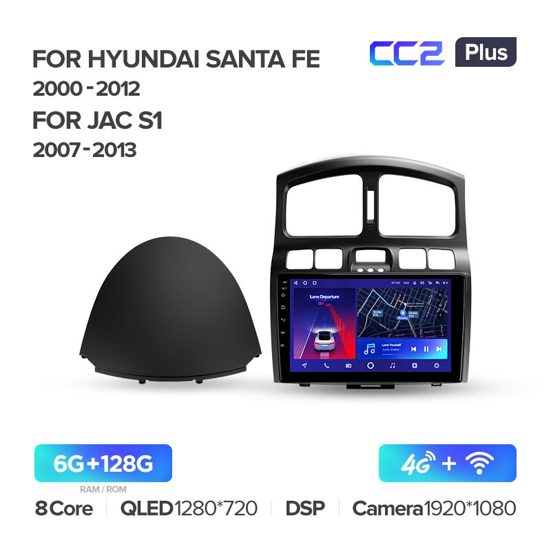 Автомагнітола штатна Teyes CC2 Plus для Hyundai Santa Fe SM 2000-2012 Android CC2 PLUS 6+128G Wi-Fi+4G (1796832100) - фото 2