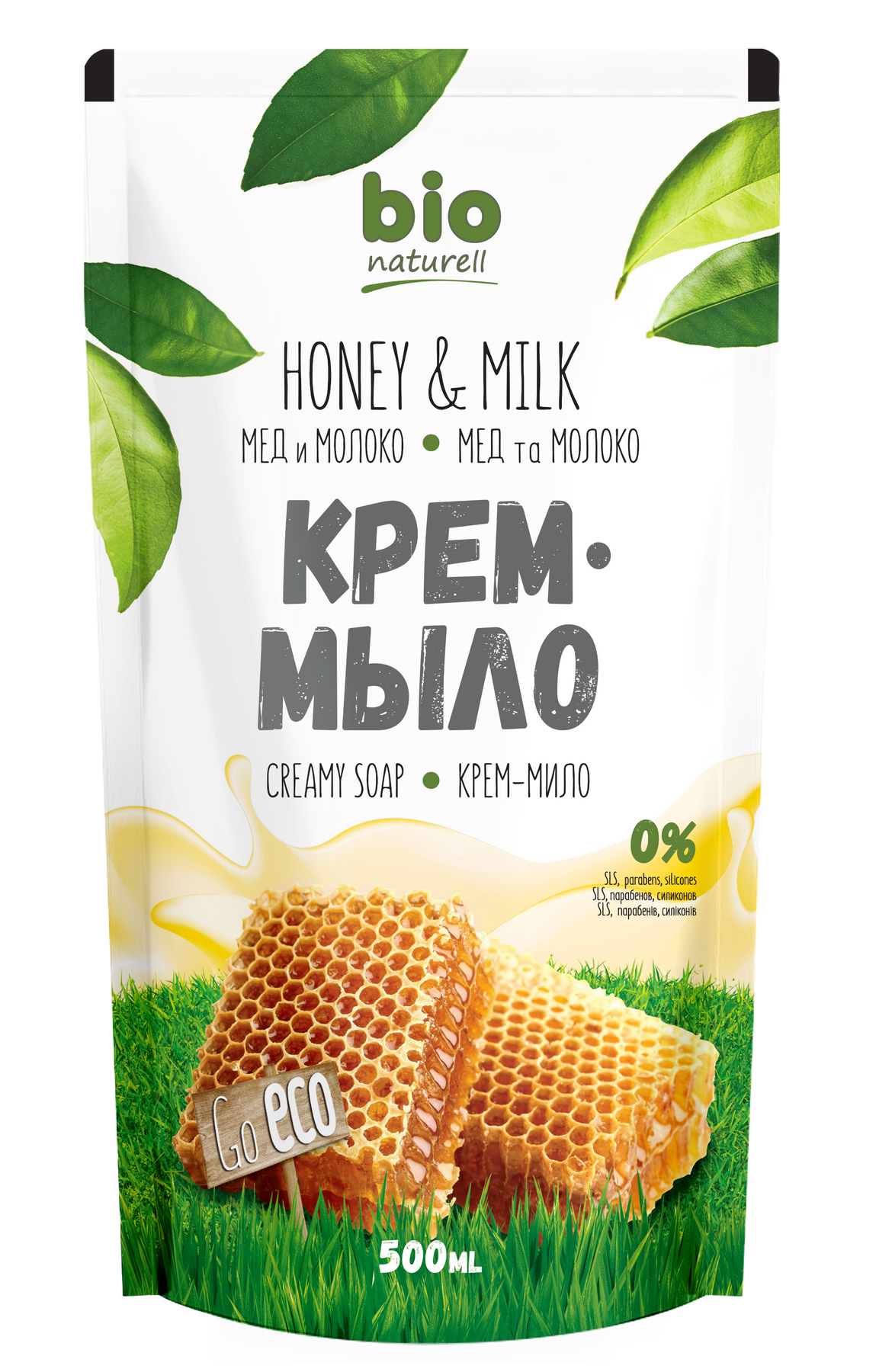 Рідке мило BIO Naturell Мед з Молоком дой-пак 460 мл (2822)