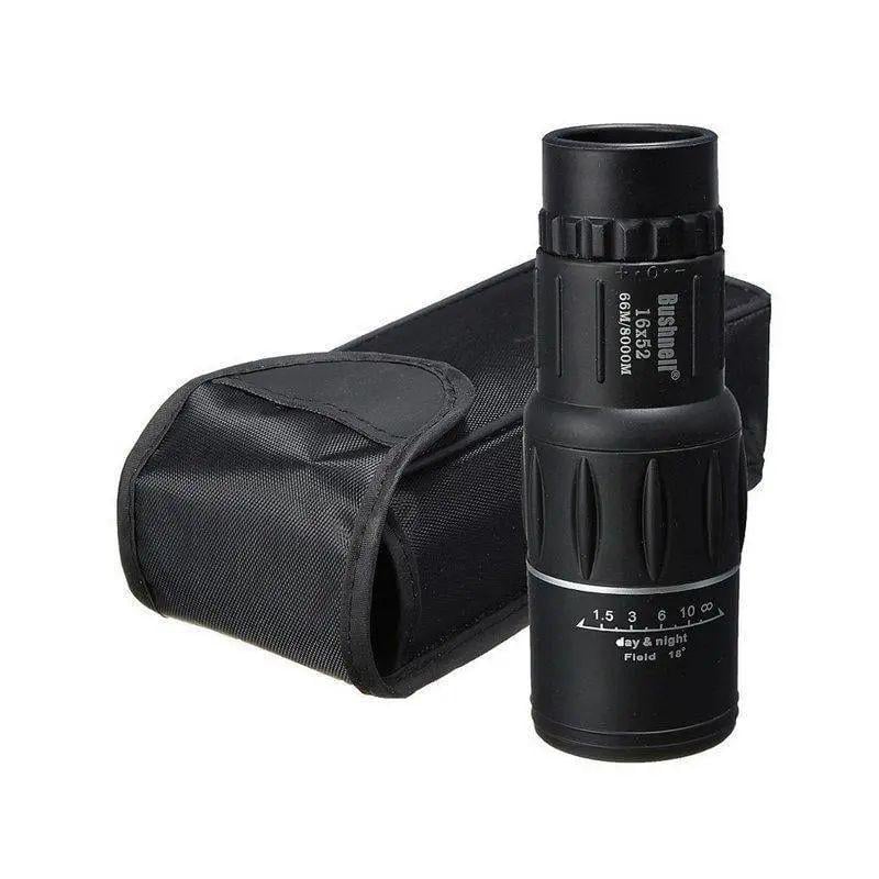 Монокуляр з 16-кратним збільшенням Bushnell з регулюванням діоптрій та ударостійким корпусом 150x52x40 мм Чорний (opt-18918)