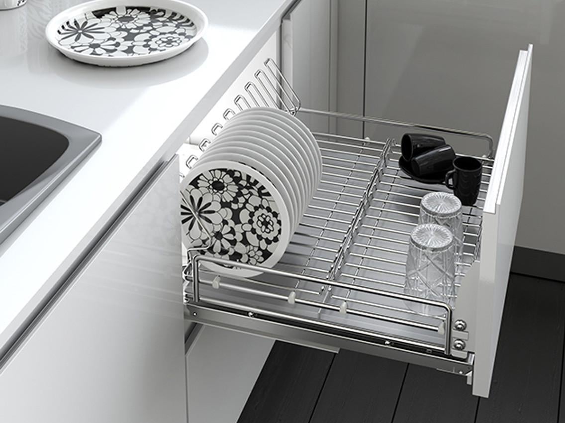 Сушка для посуды фасадная INOXA Ellite 5703ЕY 450 выдвижная с дотягивателем INOXA с креплением фасада Хром (81835)