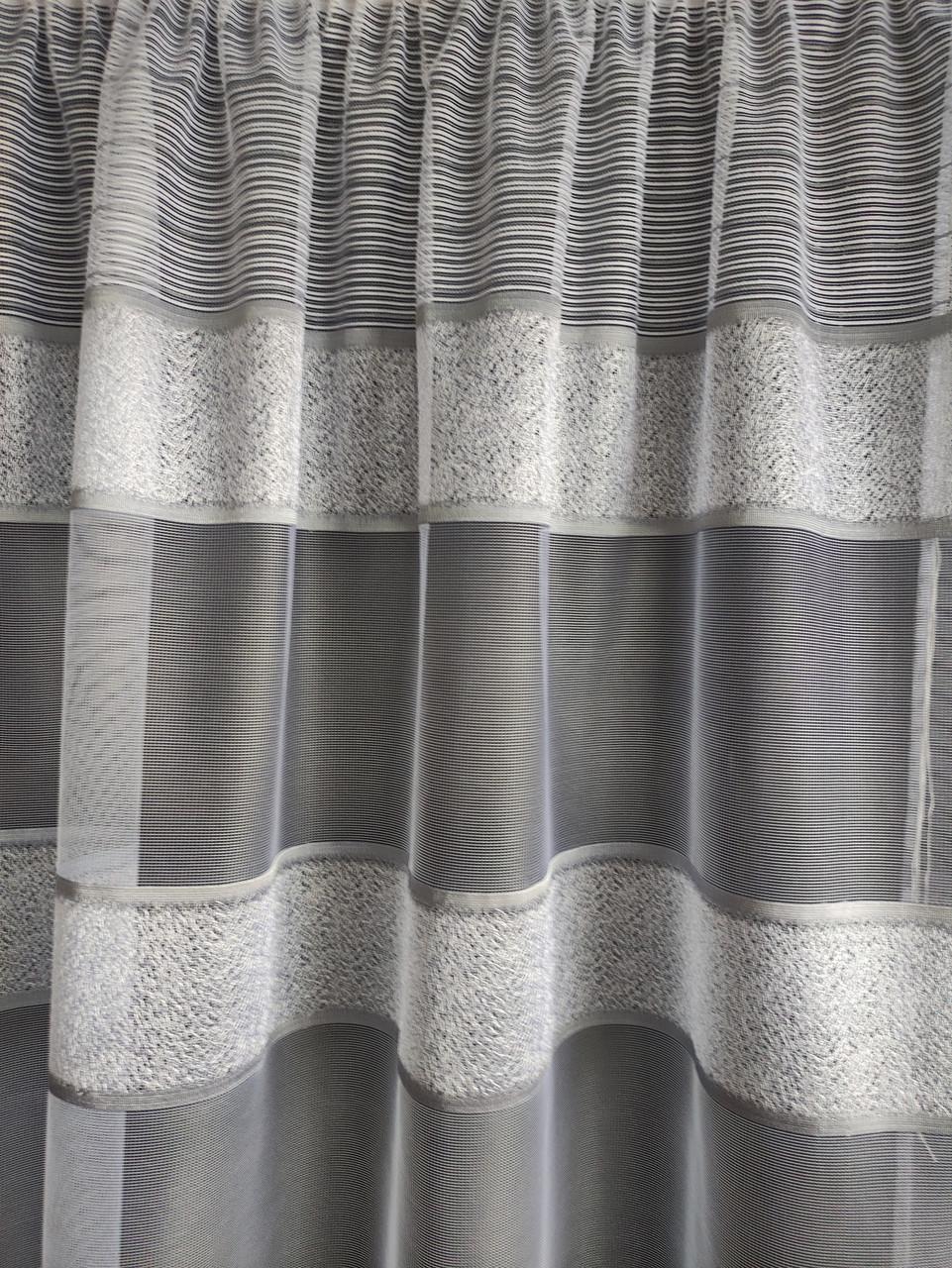 Занавески кухонные аркой Занавеска на окно 290х145 см Белый с серым (жак-ак145) - фото 2 Занавески кухонные аркой Занавеска на окно 290х145 см Белый с серым (жак-ак145) - фото 2