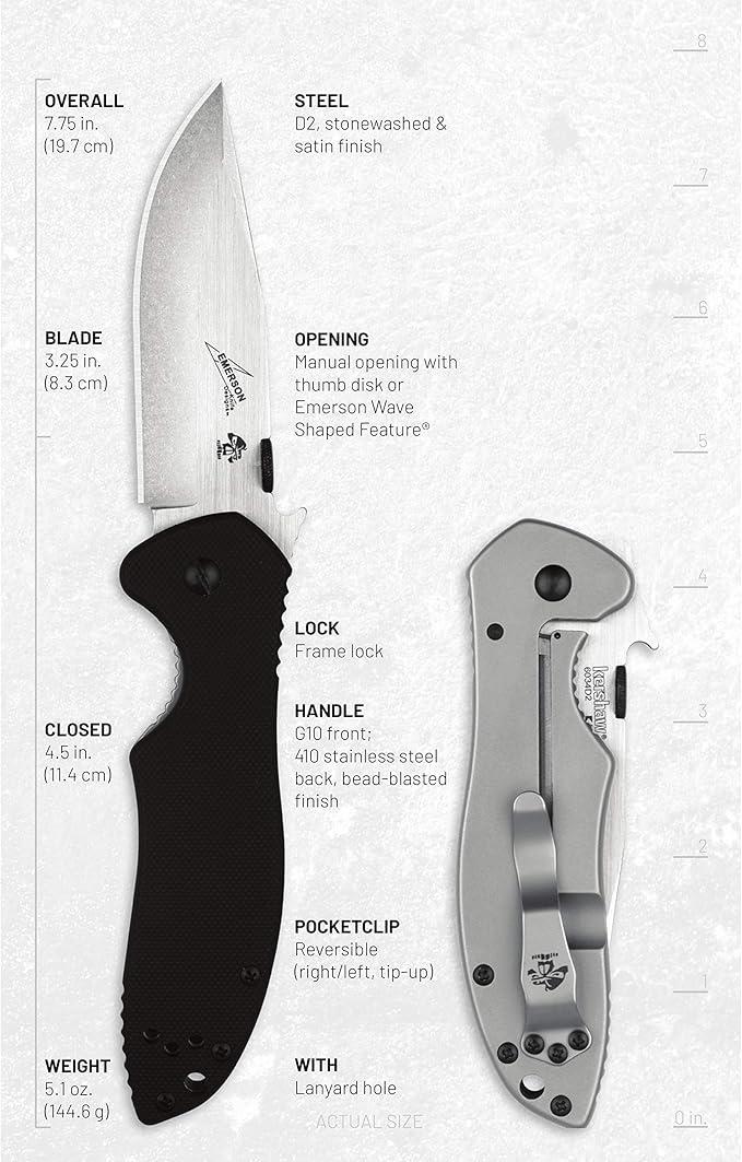 Ніж складаний з ручним відкриванням Kershaw Emerson - фото 2 Ніж складаний з ручним відкриванням Kershaw Emerson - фото 2