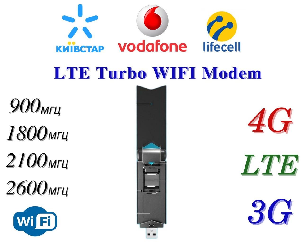 Роутер USB WI-FI 3G/4G LTE modem 3в1 и Безлимитный пакет Vodafone интернет с антенной 4db - фото 3