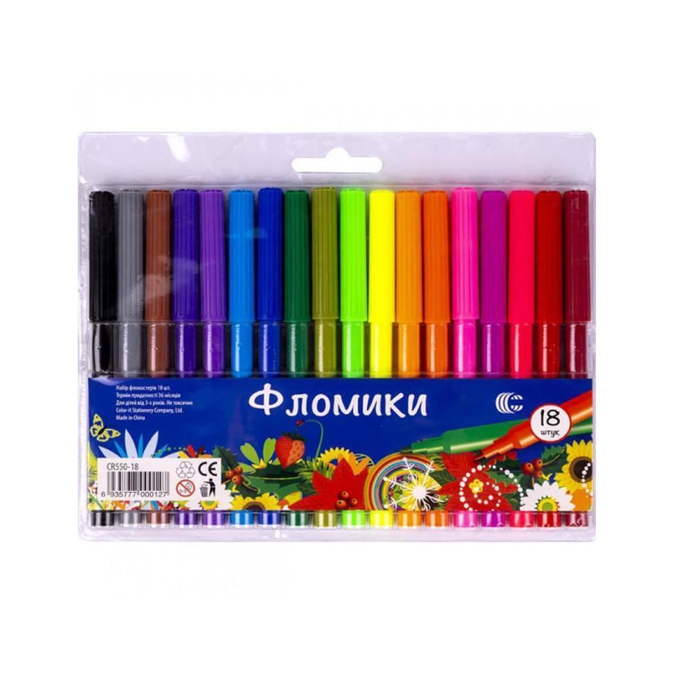 Фломастери дитячі Фломіки Color-it CR550-18 18 кольорів (RLT29486)
