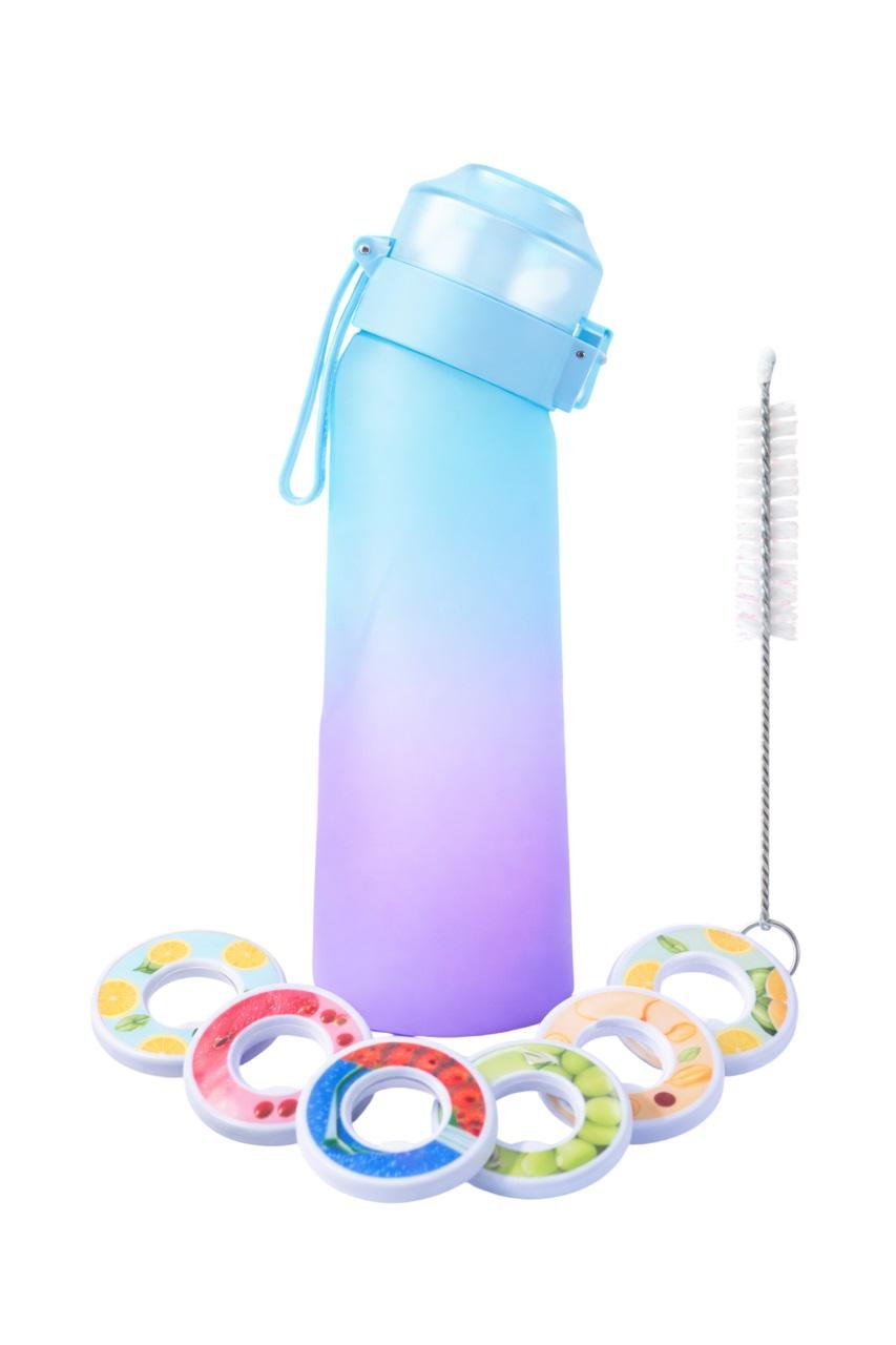 Бутылка меняющая вкус воды 7 капсул и ершик 650 мл Голубо-сиреневый (П-002)