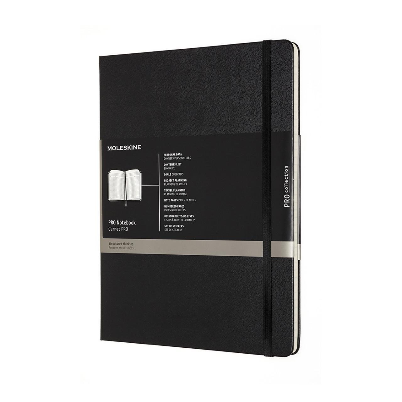 Блокнот Moleskine PRO недатований великий 19х25 см 192 сторінки в лінію чорний (8058647620800)