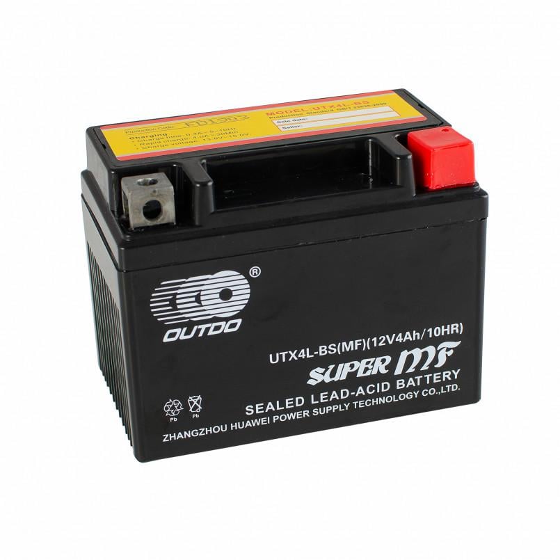 Аккумулятор для скутера и мопеда Outdo UTX4L-BS MF AGM кислотный 12V 4Ah Black