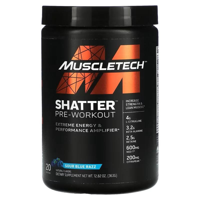 Предтренировочный комплекс MuscleTech Shatter Sour Blue Razz Pre-Workout 363 г