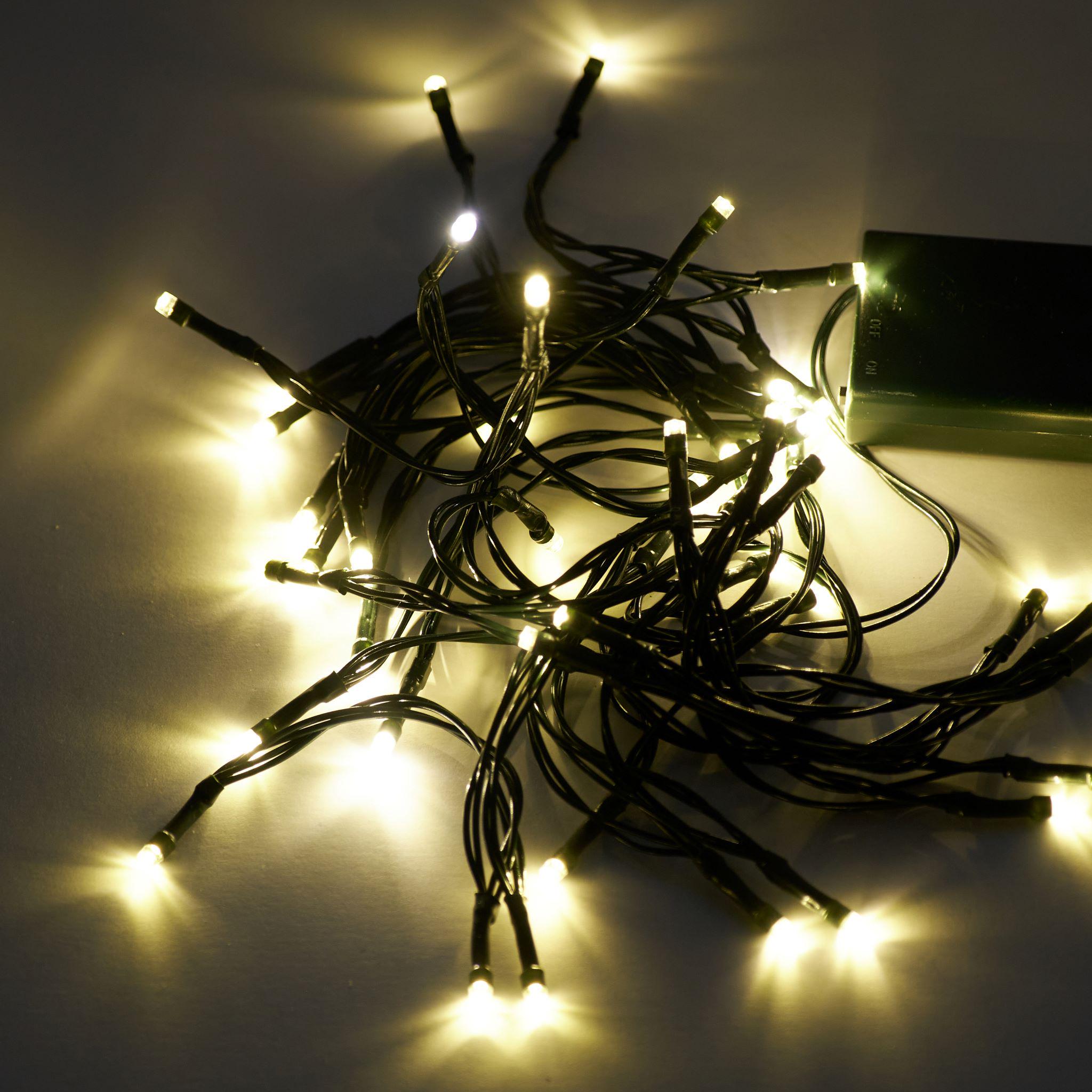 Гирлянда на батарейках 50 LED 2 режима Белый теплый Гирлянда на батарейках 50 LED 2 режима Белый теплый