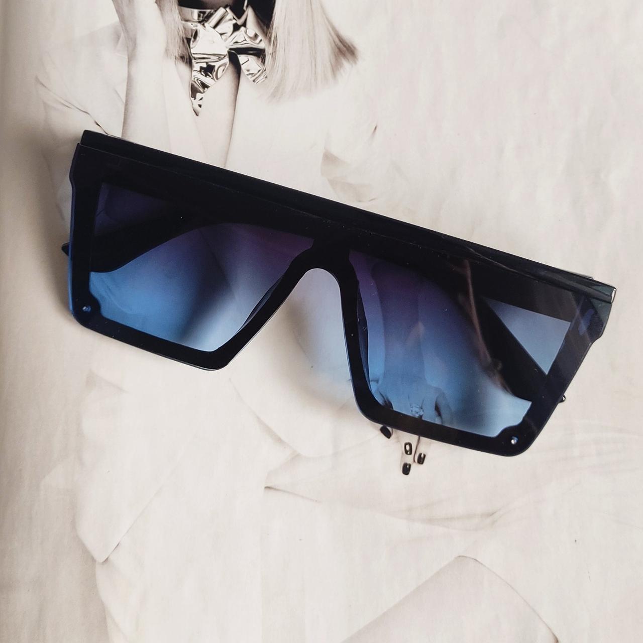 Солнцезащитные очки квадратные Черный с синим (14604)