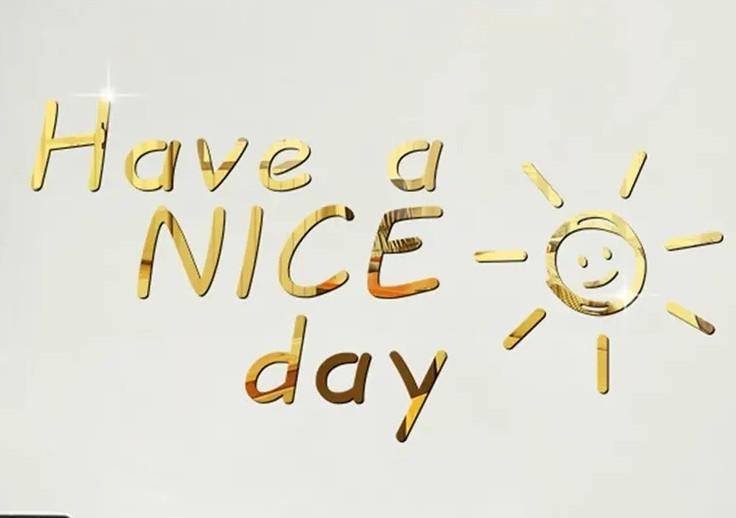 Наклейки зеркальные пластиковые буквы Have a NICE day солнце Золотистый (34966725)