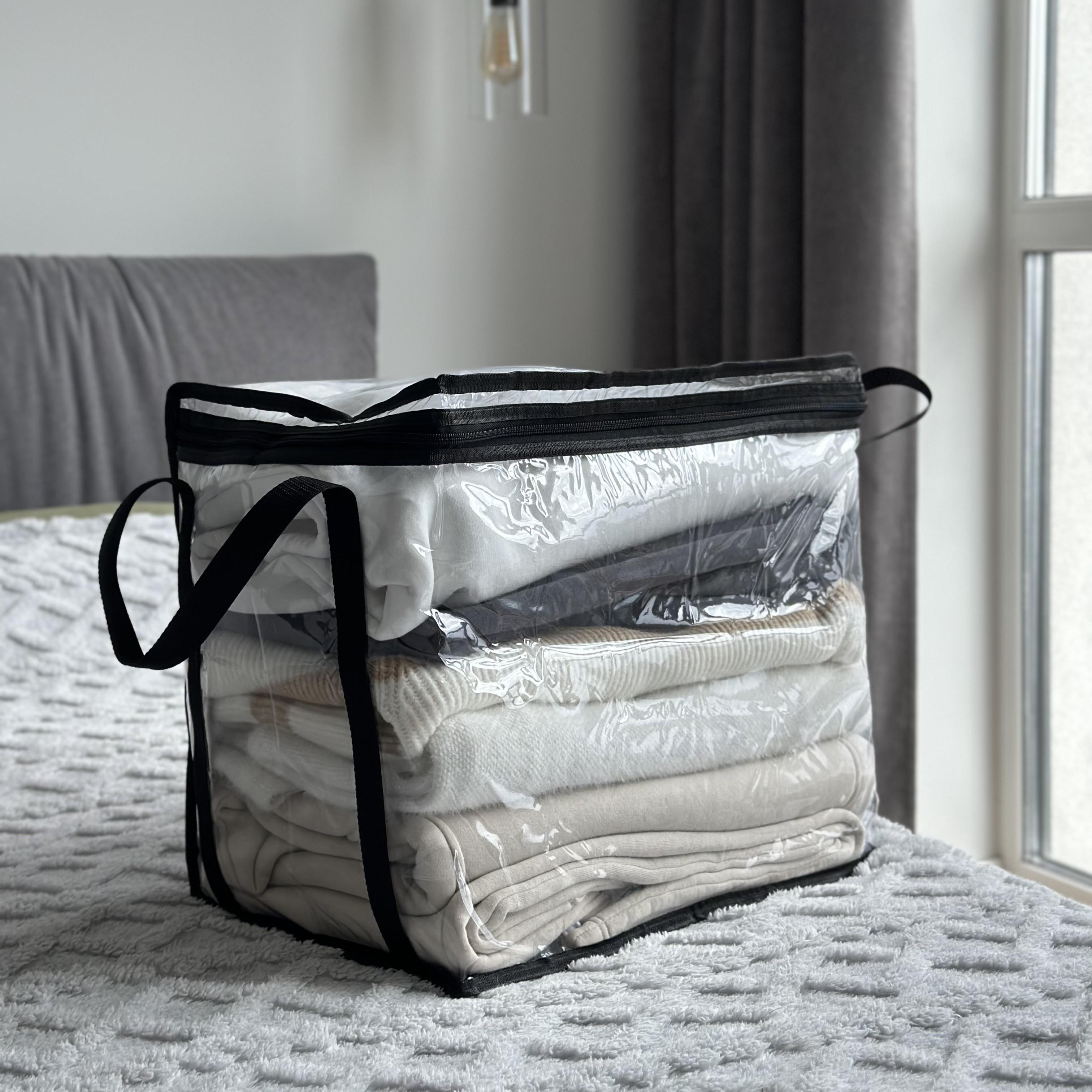 Сумка для речей з ручками прямокутна L Чорний/Прозорий (Hbk-L-bl)