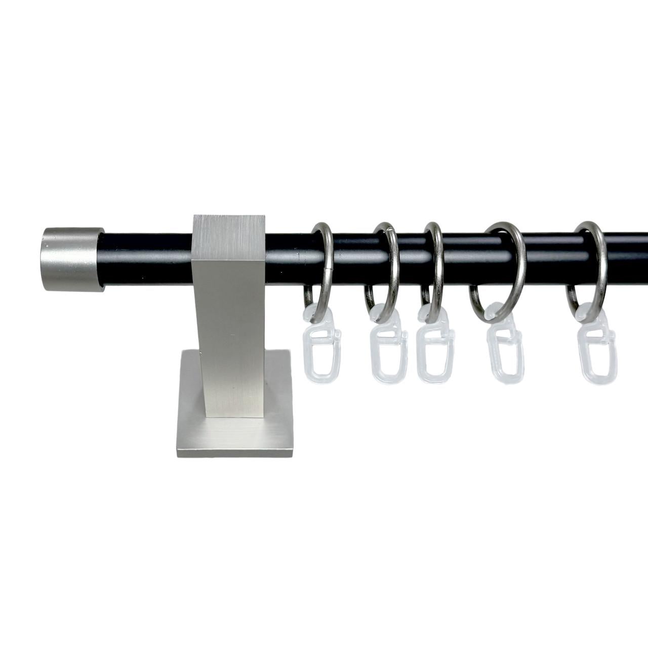 Карниз для штор Orvit Заглушка однорядный 19 мм техно 200 см Черный/Сатин (000-8105)