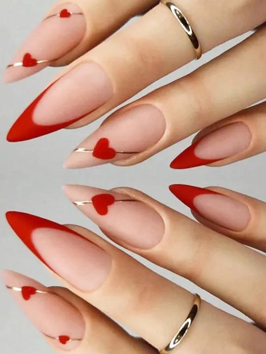 Накладные ногти Френч сердца с клеевыми пластинами 24 шт. Красный с золотистым (2689612600) - фото 4 Накладные ногти Френч сердца с клеевыми пластинами 24 шт. Красный с золотистым (2689612600) - фото 4