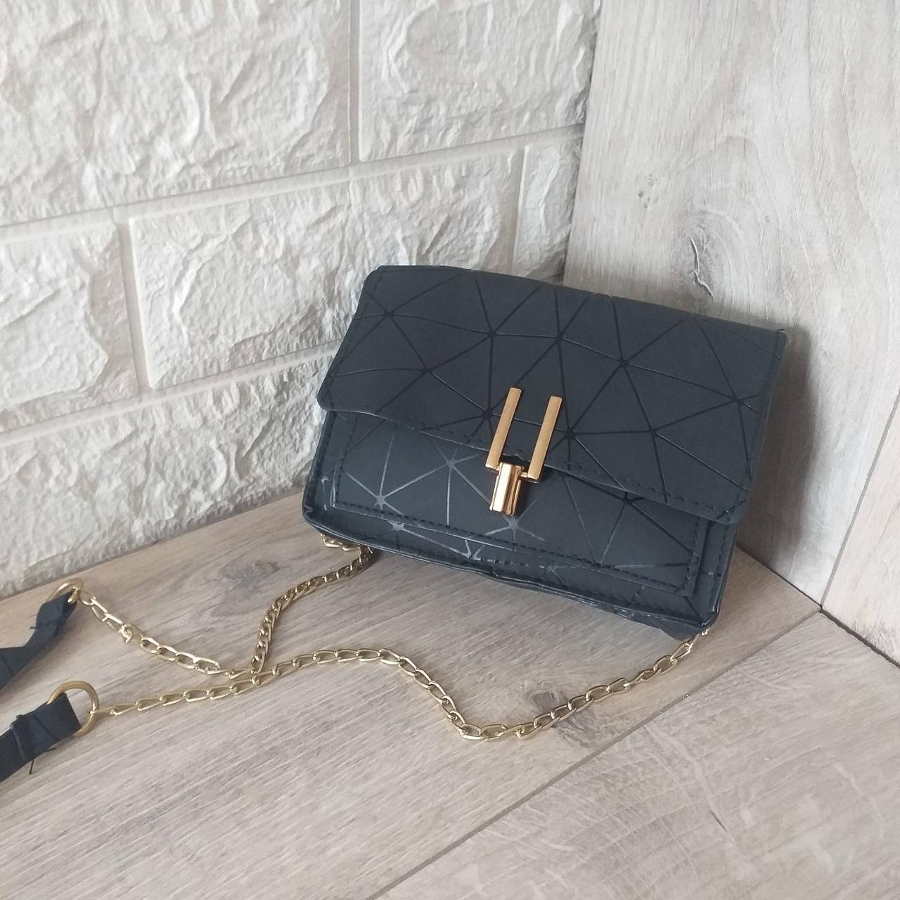 Женская сумка маленькая классическая на цепочке Черный (KG-7252) - фото 7 Женская сумка маленькая классическая на цепочке Черный (KG-7252) - фото 7