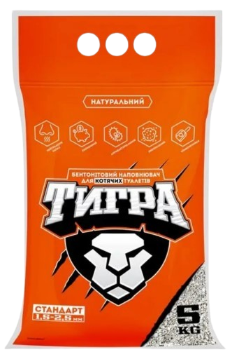 Наповнювач бентонітовий Тигра стандартна фракція 1,5-2,5 мм 5 кг (00-00025697) Наповнювач бентонітовий Тигра стандартна фракція 1,5-2,5 мм 5 кг (00-00025697)
