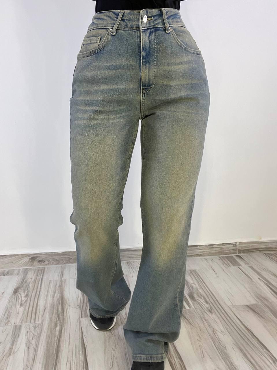 Джинсы женские Zeo Basic 4679 клеш от колена высокая посадка стрейчевые винтажные р. 34 Голубой (3631) - фото 10