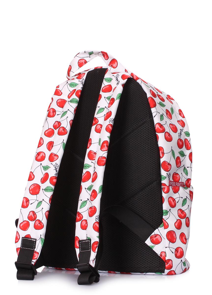 Рюкзак міський з черешнями POOLPARTY Backpack-cherry 40х30х16 см Білий (3670080) - фото 3