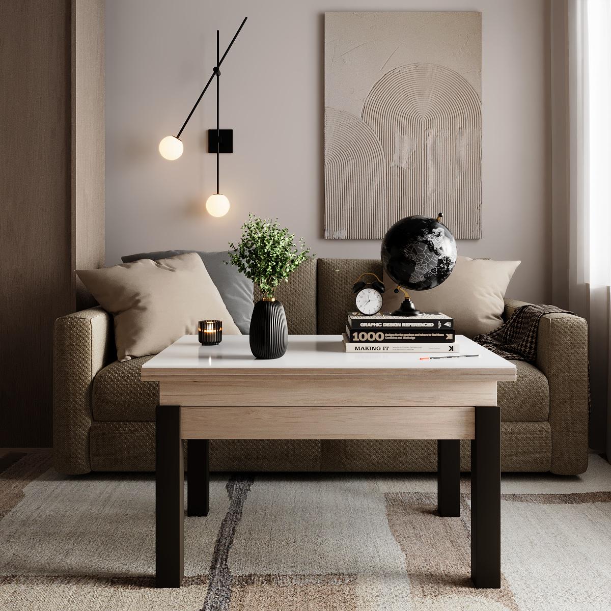 Журнальный стол-трансформер B-Fly Glass 900x554x600 мм Гикори Рокфорд светлый/Венге/Белое стекло (GATB10060600231) - фото 4 Журнальный стол-трансформер B-Fly Glass 900x554x600 мм Гикори Рокфорд светлый/Венге/Белое стекло (GATB10060600231) - фото 4