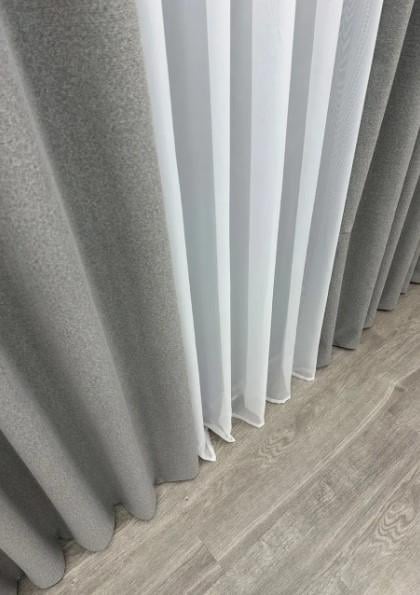 Тканина шторна льон блекаут однотонний Сірий (1821ш) - фото 8 Тканина шторна льон блекаут однотонний Сірий (1821ш) - фото 8