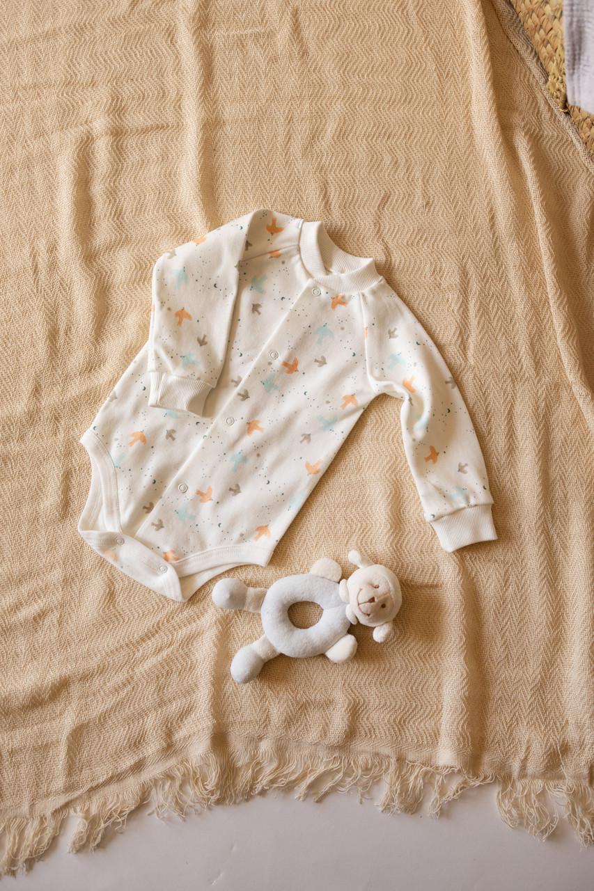 Боди с длинным рукавом интерлок Птички 74 см (2678719904)