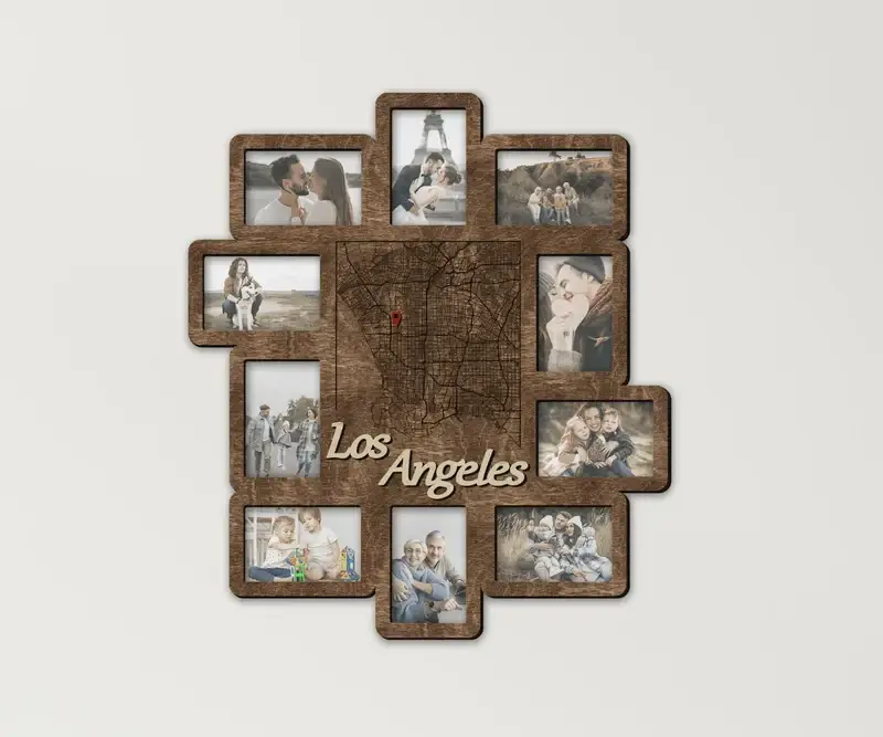 Фотоколаж з картою міста на 10 фото Темно-коричневий (city_map_collage-3) - фото 1 Фотоколаж з картою міста на 10 фото Темно-коричневий (city_map_collage-3) - фото 1