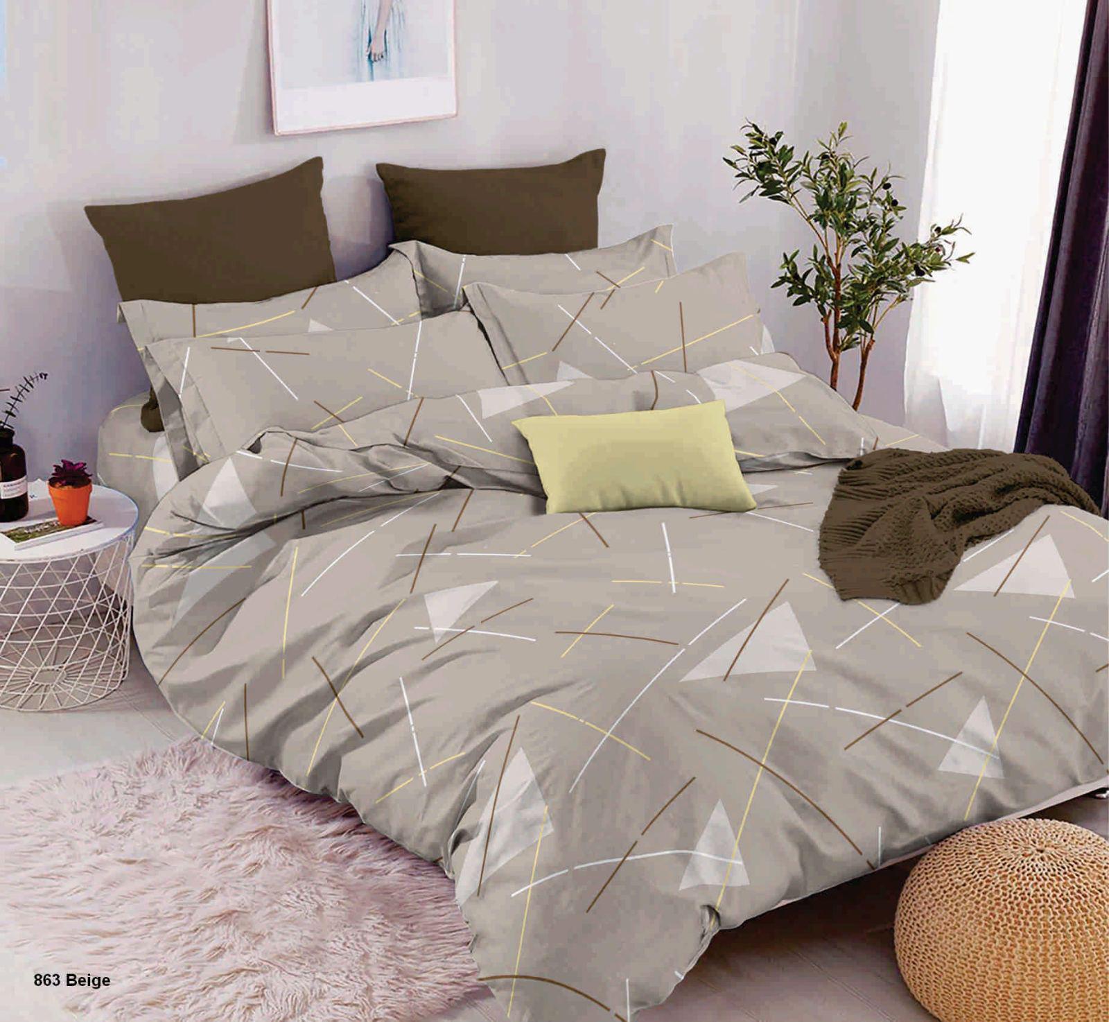 Простирадло полуторне Абстракція трикутники бязь голд люкс 160х220 см Бежевий (23120497)