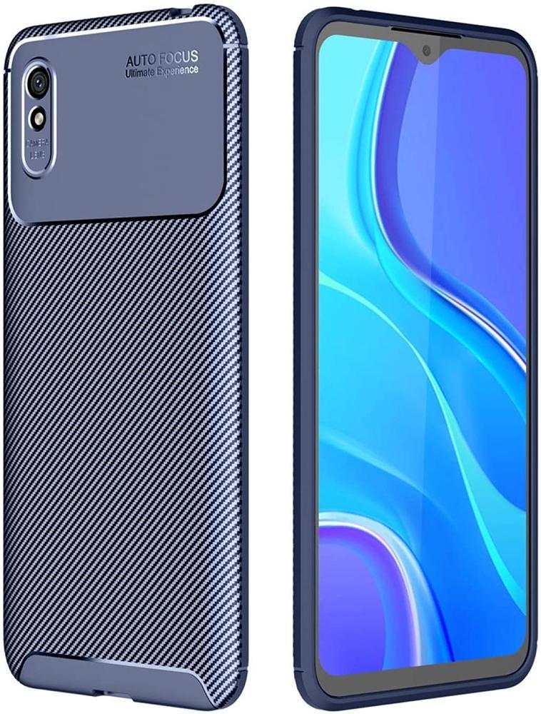 Чехол накладка Auto Focus Carbon для Xiaomi Redmi 9A Blue (20070-28)