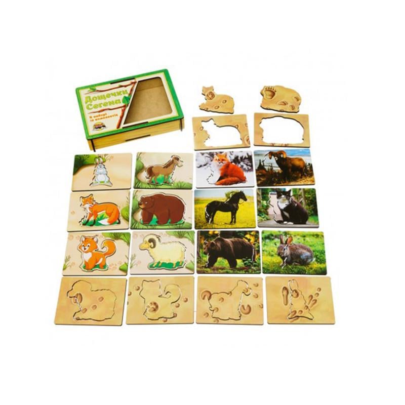 Іграшка дитяча дерев'яна Ubumblebees PSD094 досточки Сегена Сліди звірів з візерунками