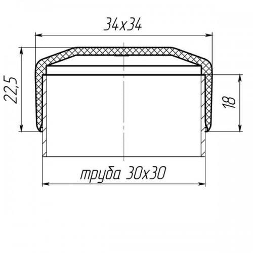 Заглушка Steelfix 30х30 мм зовнішня квадратна для труби (080642) - фото 2