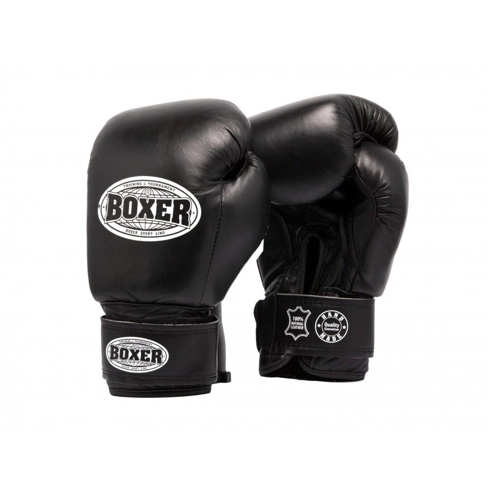 Перчатки боксерские Boxer кожа 0,8-1 мм 6 oz Черный (2023-04BLK)