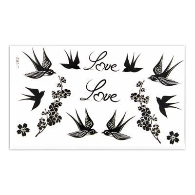 Набор временных татуировок T-165 Влюбленные ласточки бодиарт (KG-7199) Набор временных татуировок T-165 Влюбленные ласточки бодиарт (KG-7199)