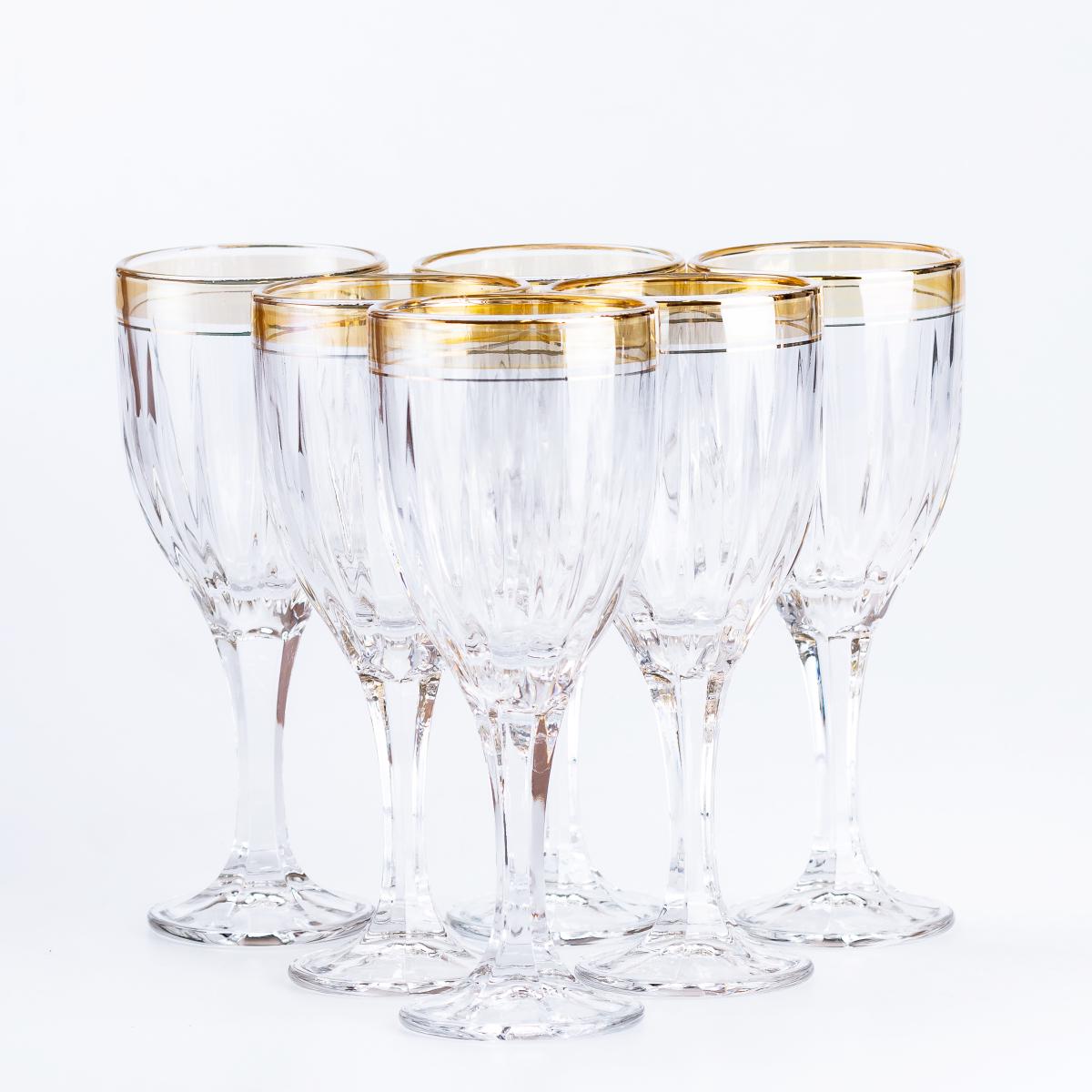 Набор бокалов для вина с золотой каймой 6 шт. Желтый (HP547)
