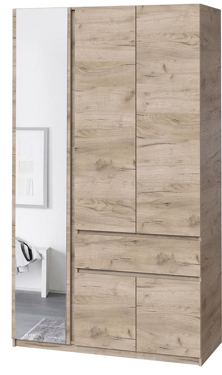 Шкаф для одежды без ручек с полками и ящиком из ЛДСП 1221х2000х520 мм Дуб крафт серый (20488) - фото 1 Шкаф для одежды без ручек с полками и ящиком из ЛДСП 1221х2000х520 мм Дуб крафт серый (20488) - фото 1