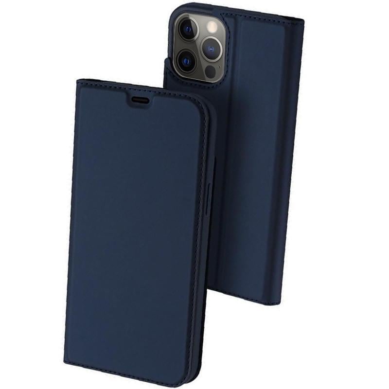 Противоударный Чехол-книжка Dux Ducis с карманом для визиток для Apple iPhone 13 Pro Max (6.7") Синий