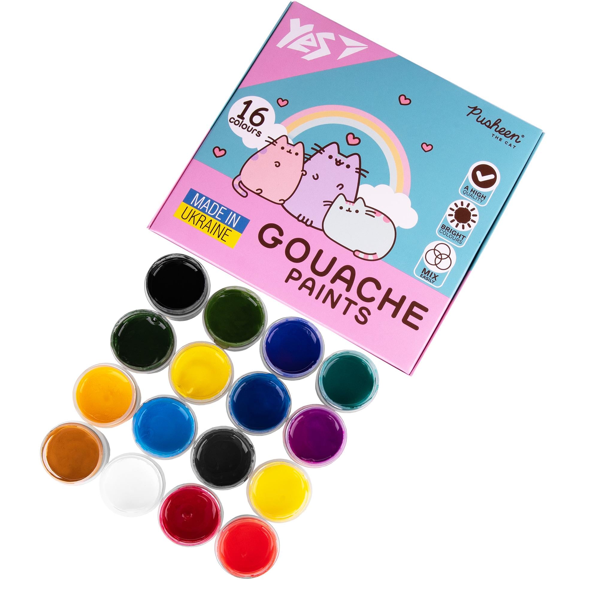 Фарби гуашеві Yes Pusheen 16 кольорів (230403)