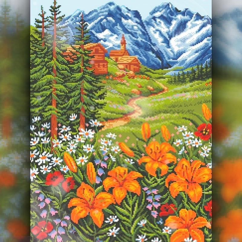 Алмазная вышивка The Wortex Diamonds Горные цветы 40x50 см TWD30034L