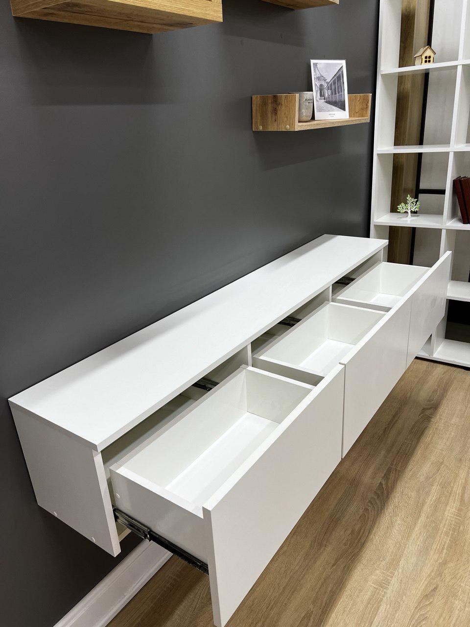 Тумба під ТВ Тріо 1480х280х280 мм Білий - фото 3 Тумба під ТВ Тріо 1480х280х280 мм Білий - фото 3