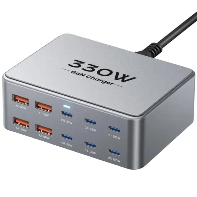 Зарядная станция для ноутбука/смартфона/планшета Topzero AS330 GaN Pro III 330W 10 портов 6 USB-C 4 USB-A PD 100W QC