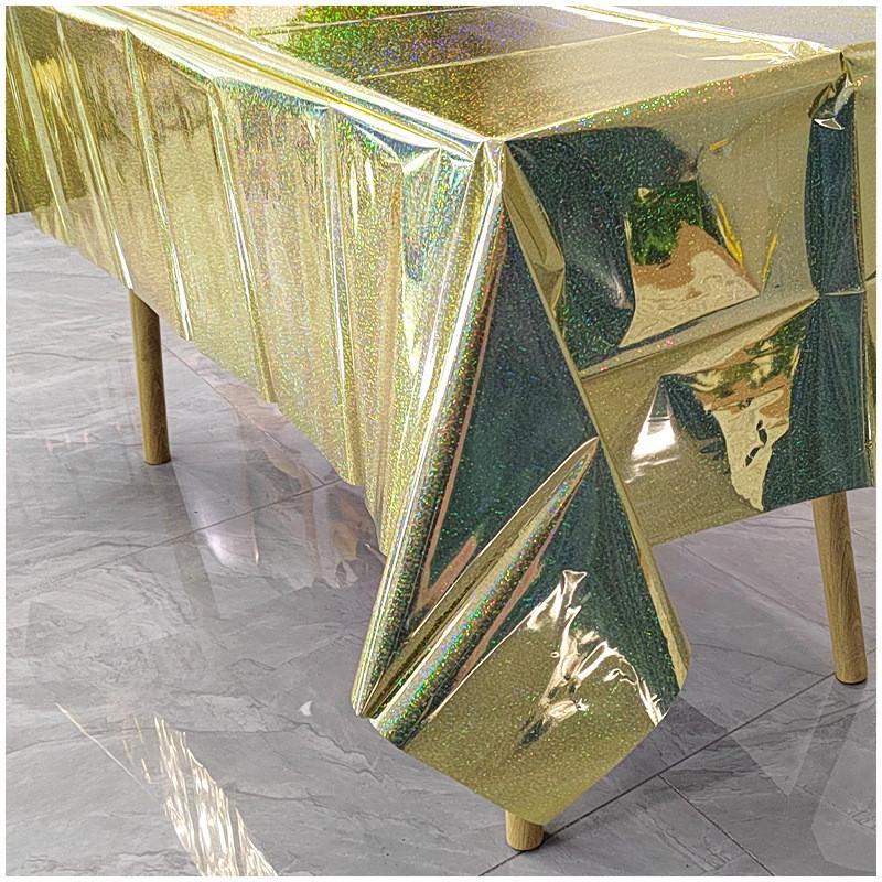 Скатерть клеенка из фольги с голограммой 270x100 см Золотистый (18256/1) - фото 5 Скатерть клеенка из фольги с голограммой 270x100 см Золотистый (18256/1) - фото 5